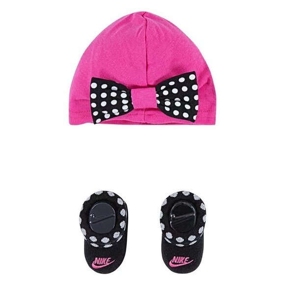 𝅺Nike Baby Girl Polka Dot Bow Hat & Bootie Socks Set - Picture 3 of 3